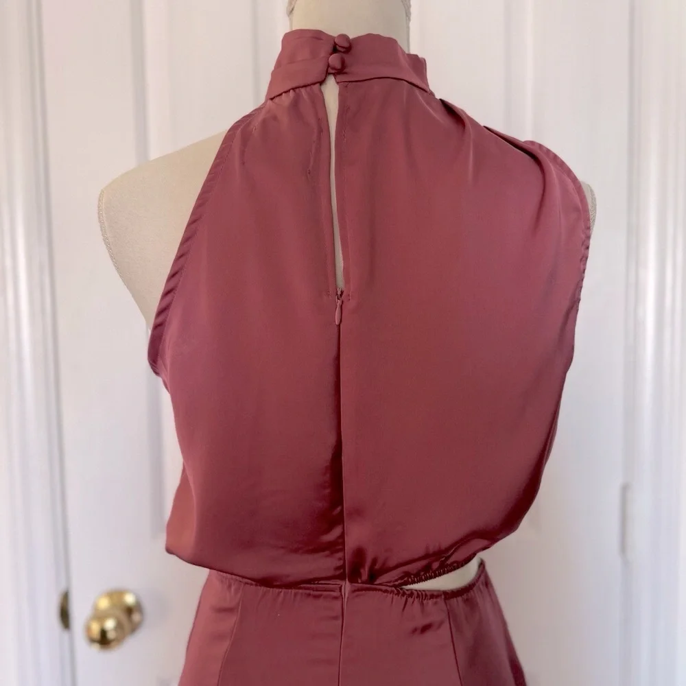 “HELLO MOLLY” Asymmetric Cowl Neck Halter Mini Dress